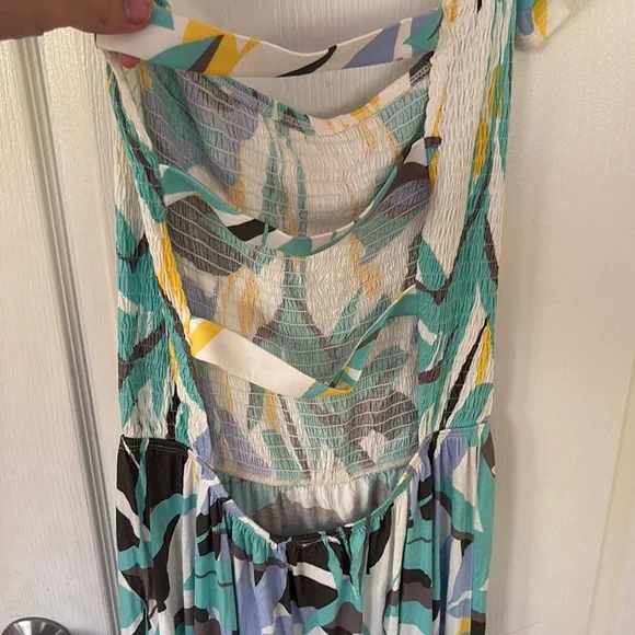 LASCANA Floral Ruffle BOHO Maxi Tropical Dress size 10 stretchy backless flowy - Picture 9 of 14